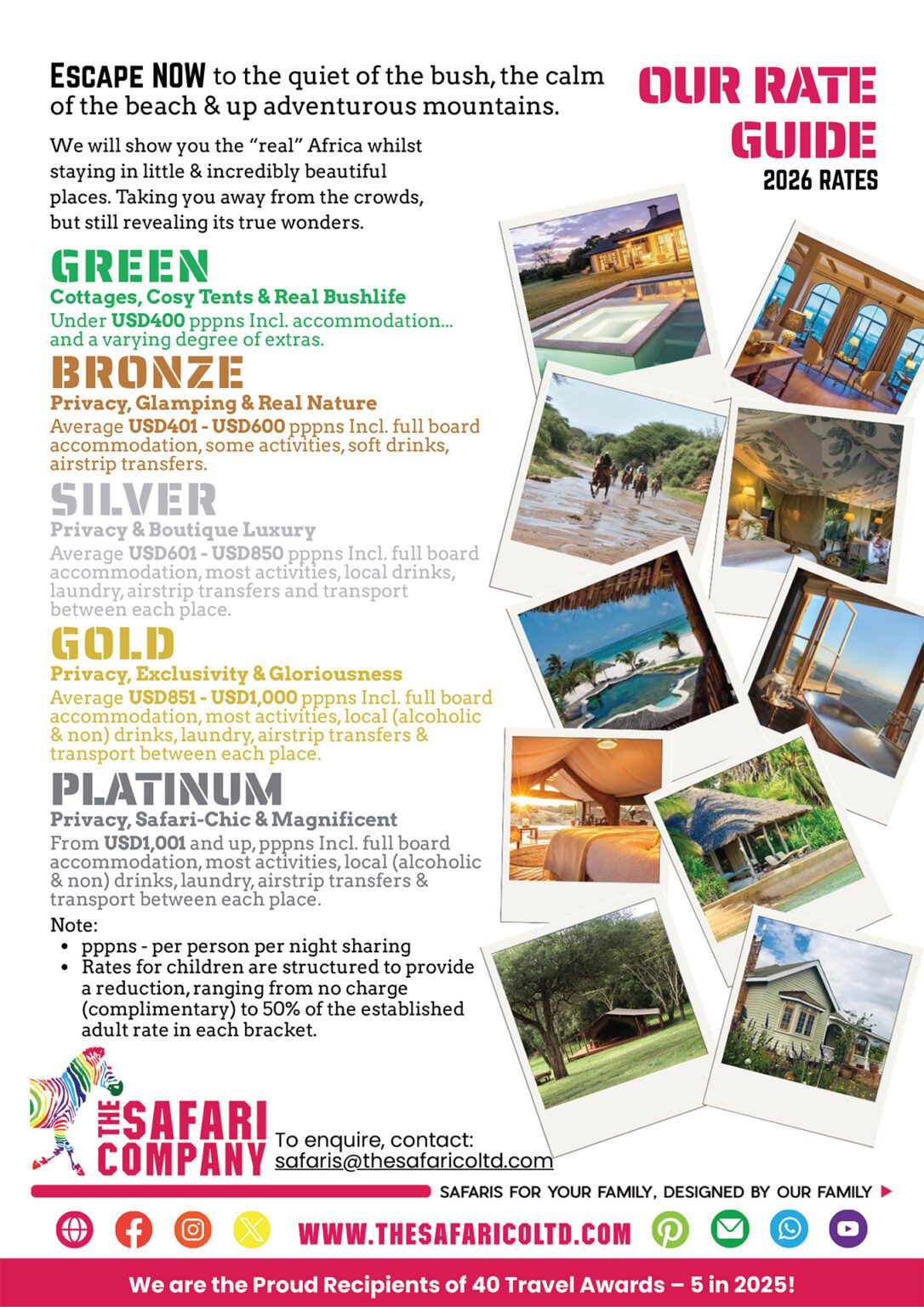 Rates Guide Safari Rate Guide - The SAFARI Company